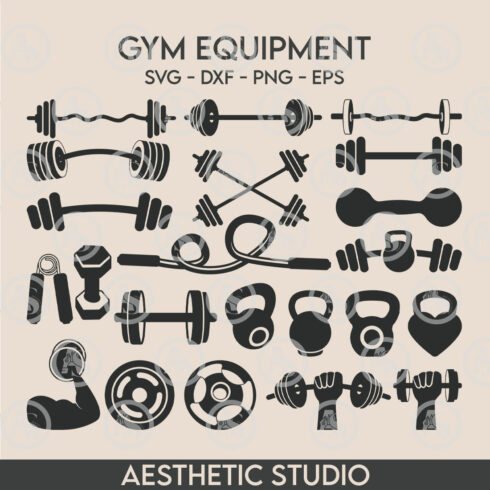 Gym Equipment SVG, Gym Svg, Dumbbell Svg, Barbell Svg, Weight Plates Svg, Silhoette, Weights Svg, Weight Plates, Gym Equipment Vector, Eps, Cut file cover image.