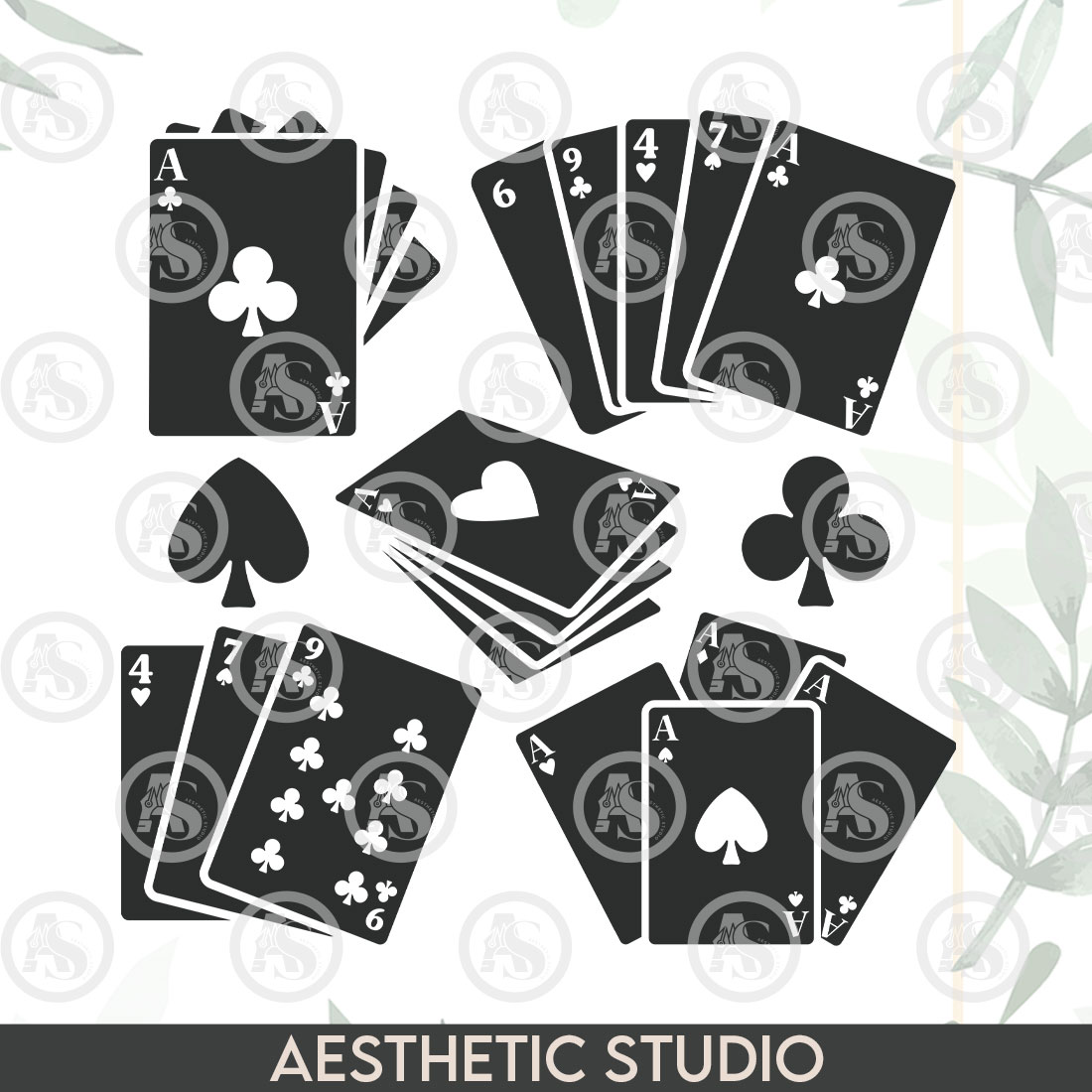 Playing Cards Svg, Cards Silhouette, Full Deck Playing Cards, Aces Svg, Poker Cards Svg, Royal Flush, Royal Flush Svg, Playing Cards Silhouette, Hearts Svg, Spades Svg, Clubs, Diamonds, Vector, Clipart preview image.