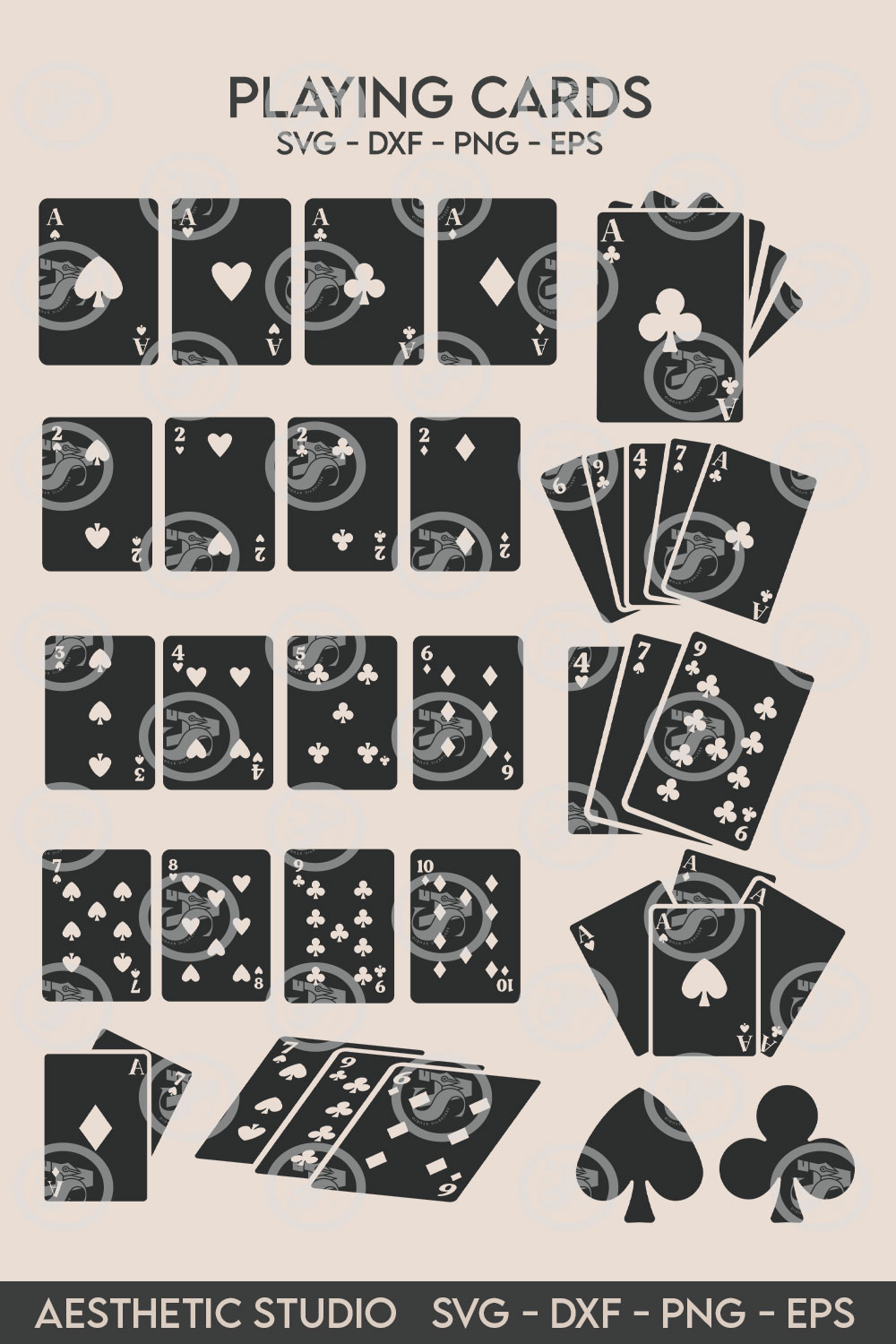 Playing Cards Svg, Cards Silhouette, Full Deck Playing Cards, Aces Svg, Poker Cards Svg, Royal Flush, Royal Flush Svg, Playing Cards Silhouette, Hearts Svg, Spades Svg, Clubs, Diamonds, Vector, Clipart pinterest preview image.