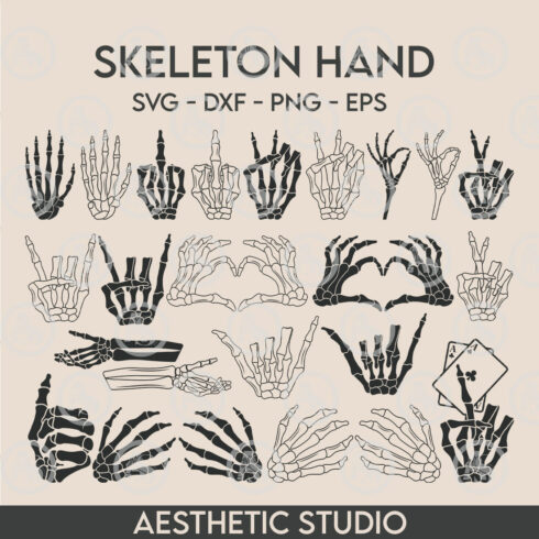 Skeleton Hands SVG, Skeleton Hands Silhouette, Middle Finger, Rack Hand, Grabbing Skelly Hands, Peace Skelly Hands, Hearts Skelly Hands Svg Cut Files cover image.