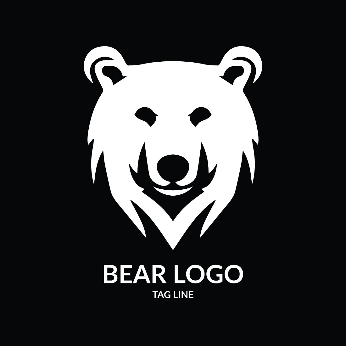 Bear Head Logo Template preview image.