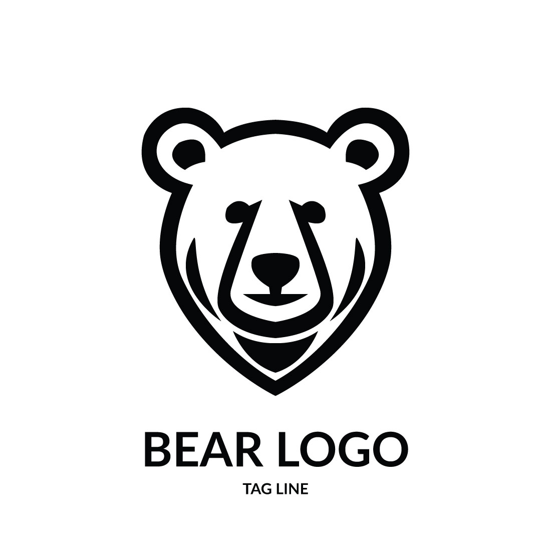 Bear Head Logo Template preview image.