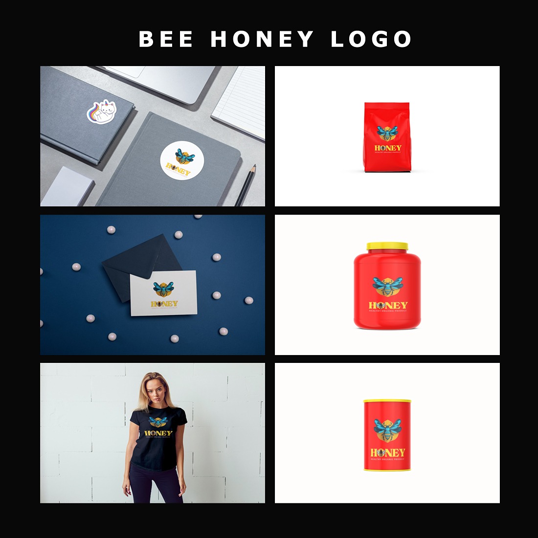 Bee - Honey Logo, bee honey vector logo, bee honey t-shirt logo, bee honey food product logo, bee honey icon logo, bee honey sticker preview image.