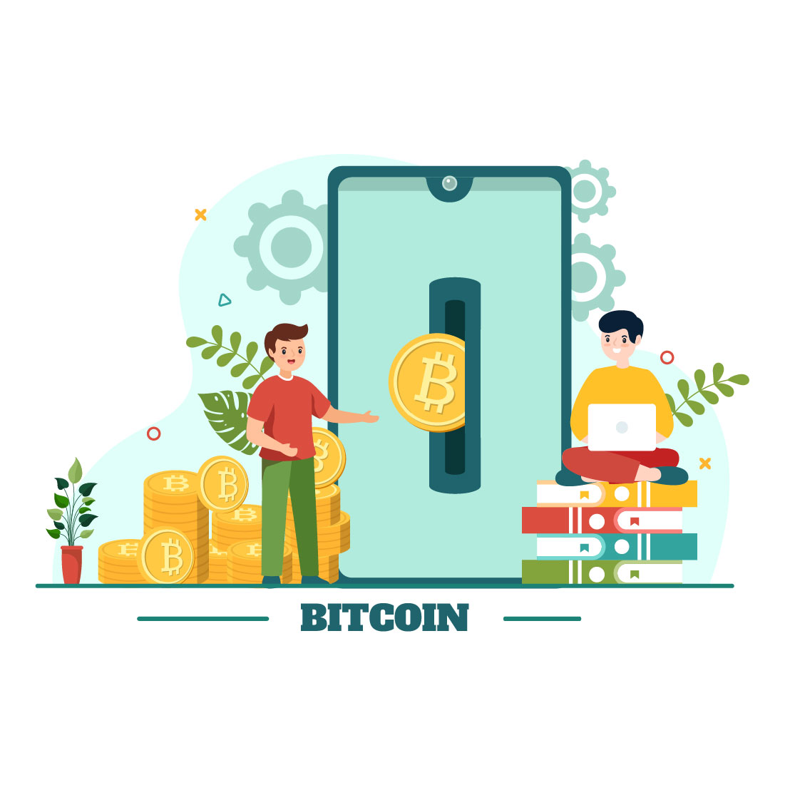 12 Bitcoin Cryptocurrency Coins Illustration preview image.