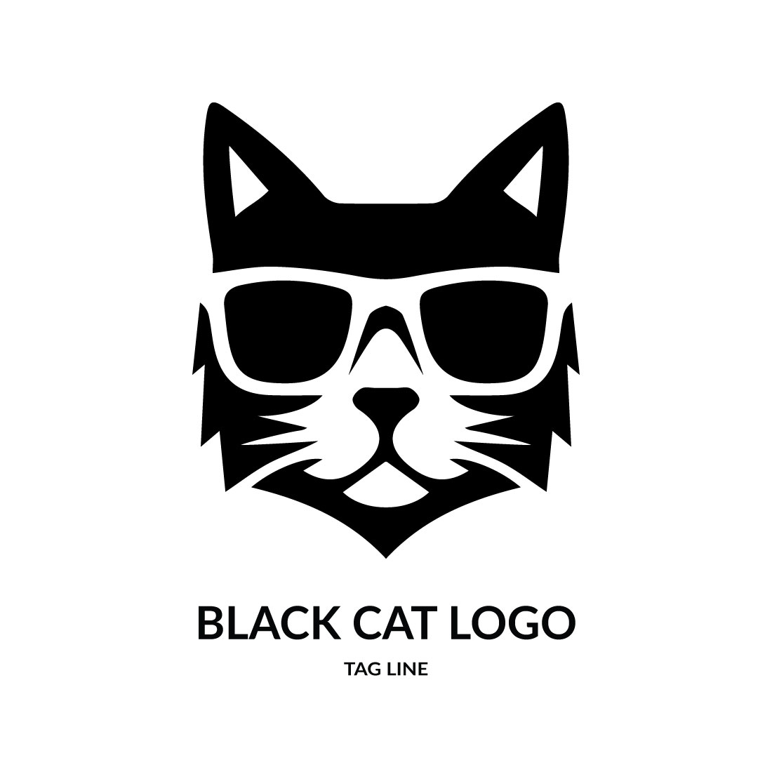 Black Cat Logo Template preview image.