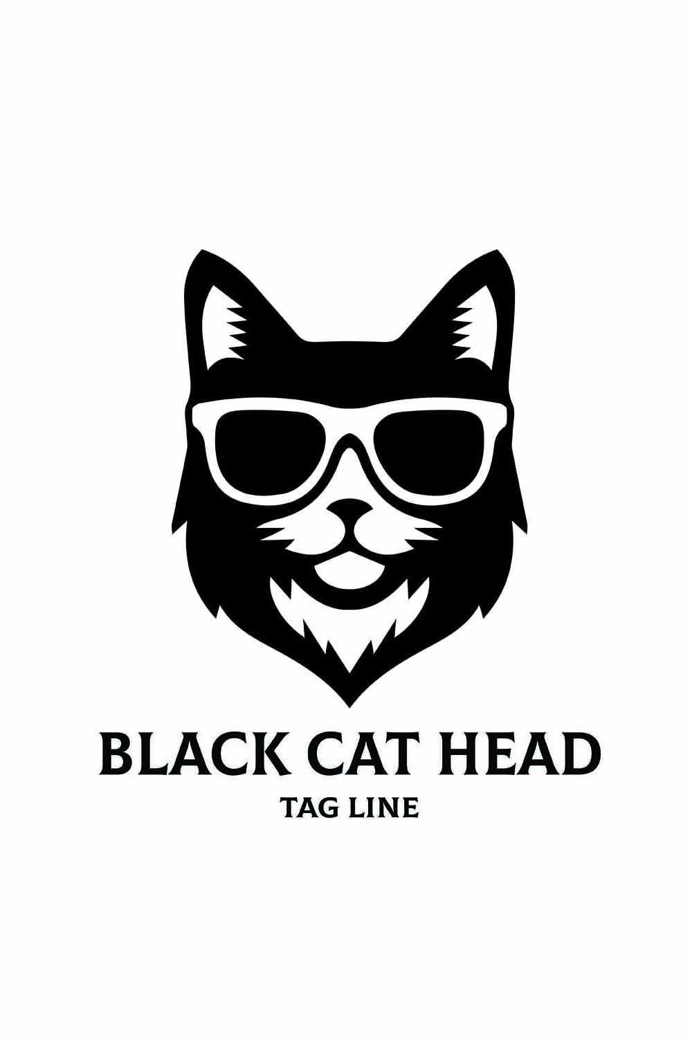 Black Cat Head Logo pinterest preview image.