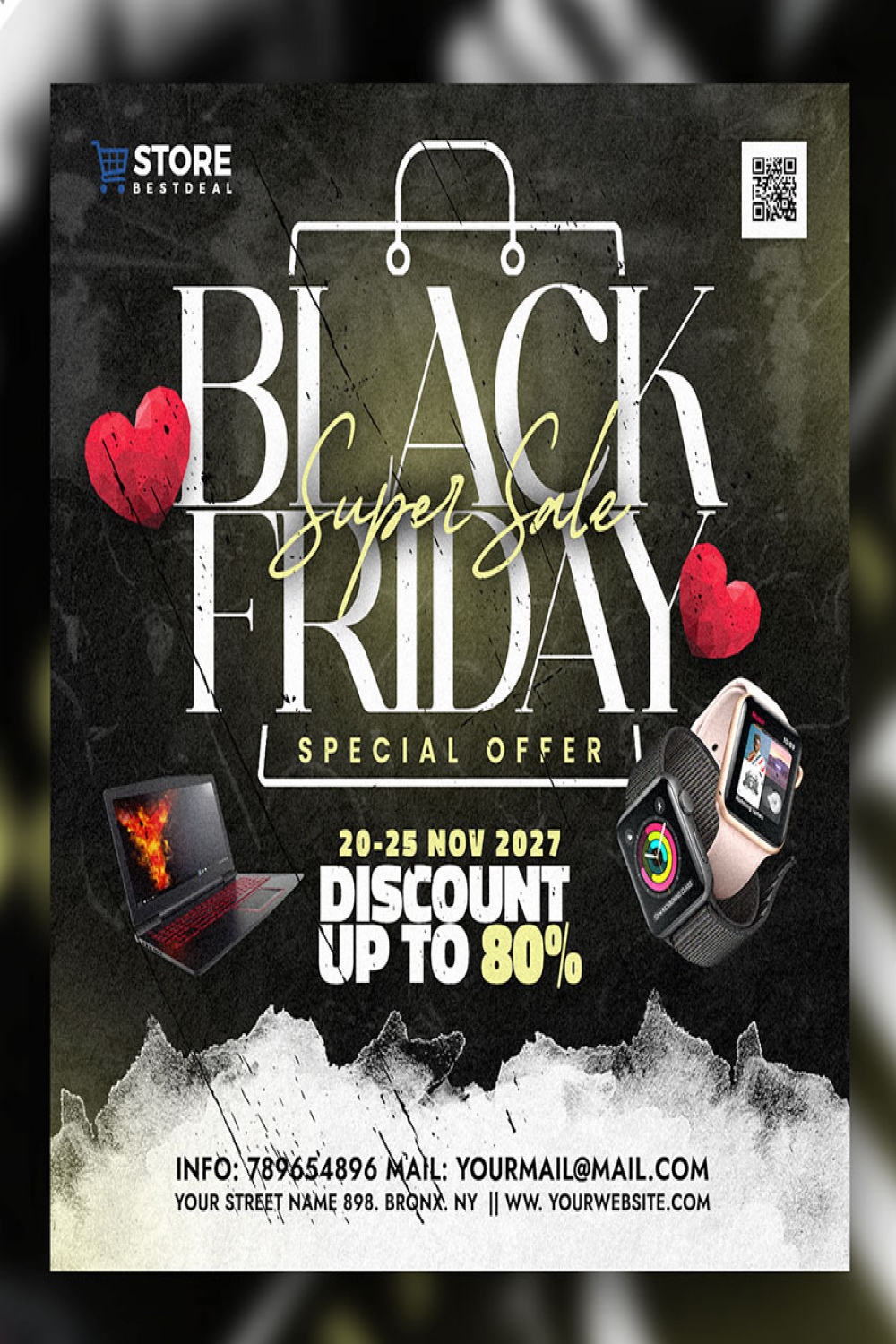 Black Friday Sale Promotion Social Media Post-PSD 1 pinterest preview image.
