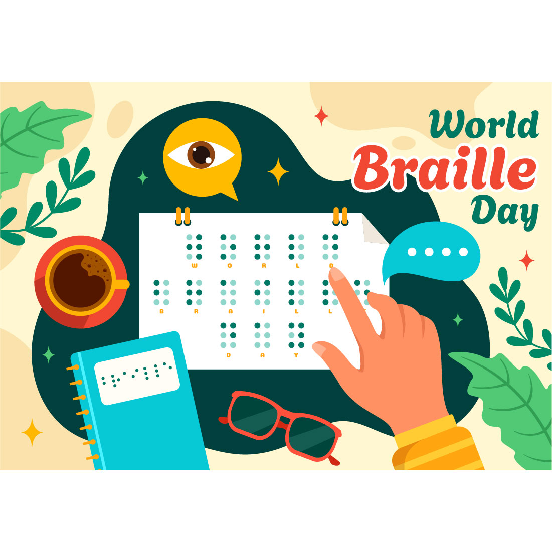 12 World Braille Day Illustration preview image.