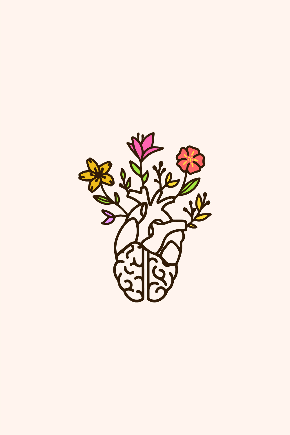 Brain and Heart Care Logo pinterest preview image.