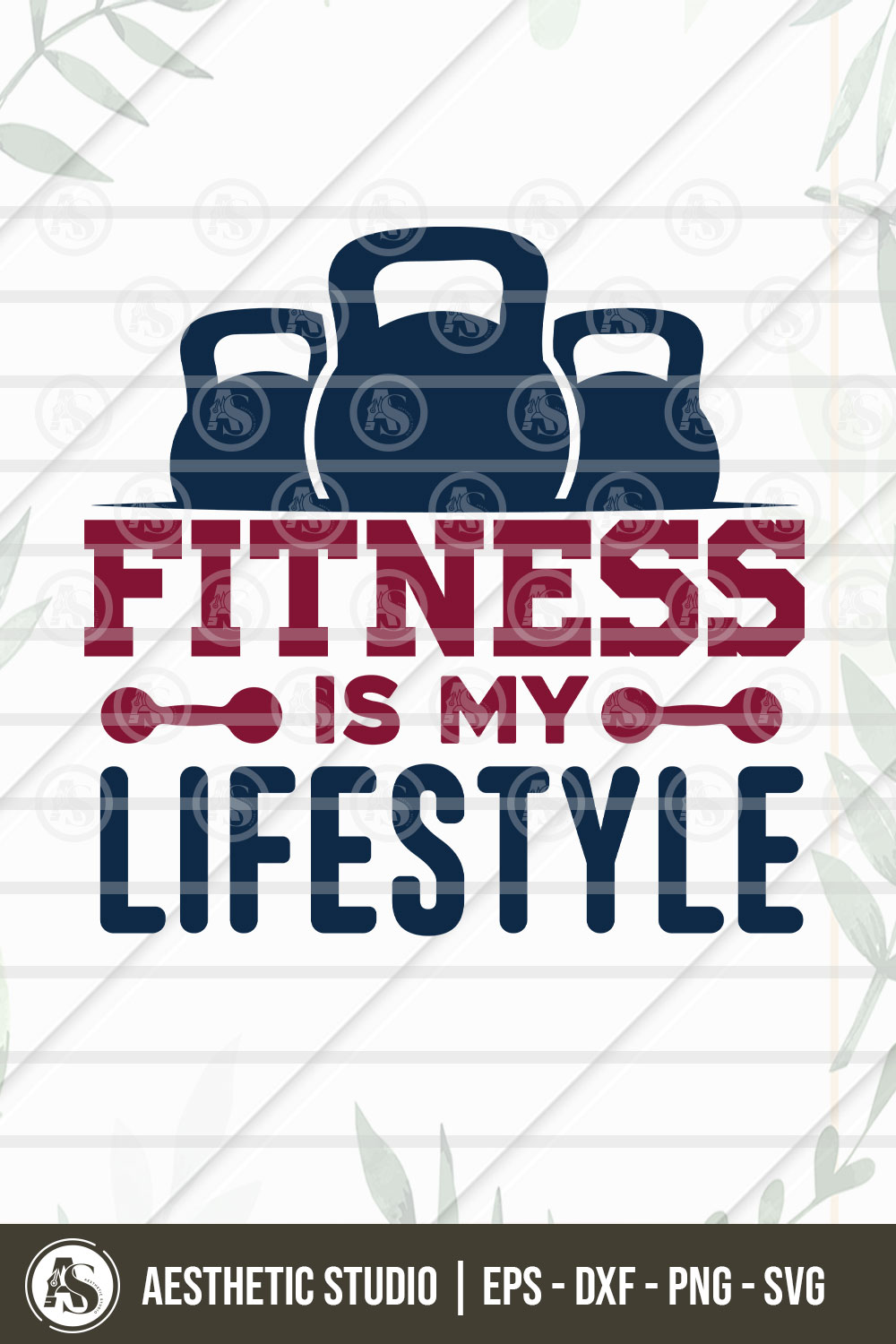Gym Svg, Fitness Is My Lifestyle Svg, Gym Shirt, Gift For Gym Lover, Workout, Fitness, Weights, Gym Png Cut Files, Dxf, Eps, pinterest preview image.