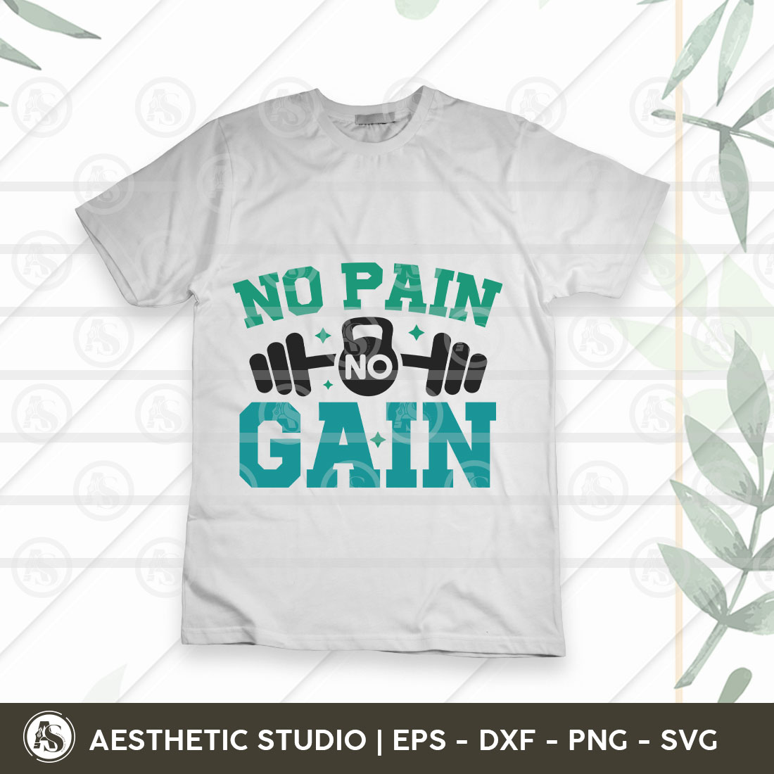 Gym Svg, No Pain No Gain Svg, Workout, Fitness, Weights, Gym Shirt Svg, Gift For Gym Lover, Gym Png Cut Files, Dxf, Svg, Eps preview image.