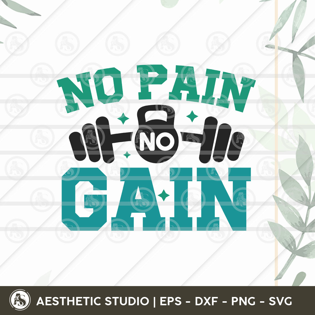 Gym Svg, No Pain No Gain Svg, Workout, Fitness, Weights, Gym Shirt Svg, Gift For Gym Lover, Gym Png Cut Files, Dxf, Svg, Eps cover image.