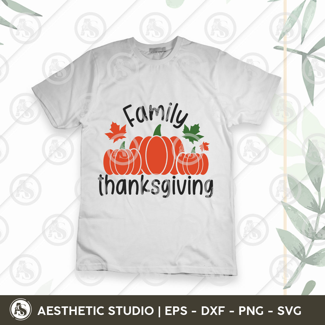 Family Thankgiving Svg, Thanksgiving Day T-shirt Design, Pumpkin Svg, Fall Leaves, Cut Files preview image.