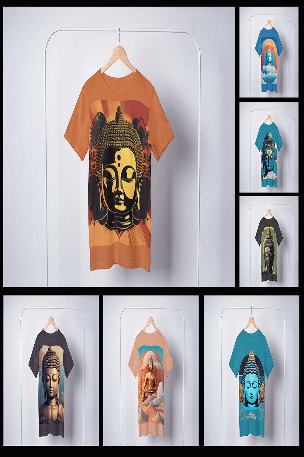 Buddha - T-shirt Design Template pinterest preview image.