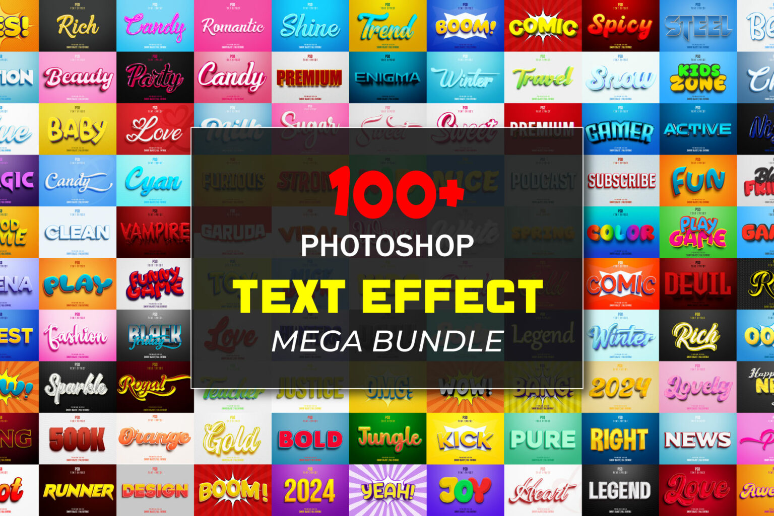 Mega Fast Text Photoshop Text Effect Mega Pack - MasterBundles