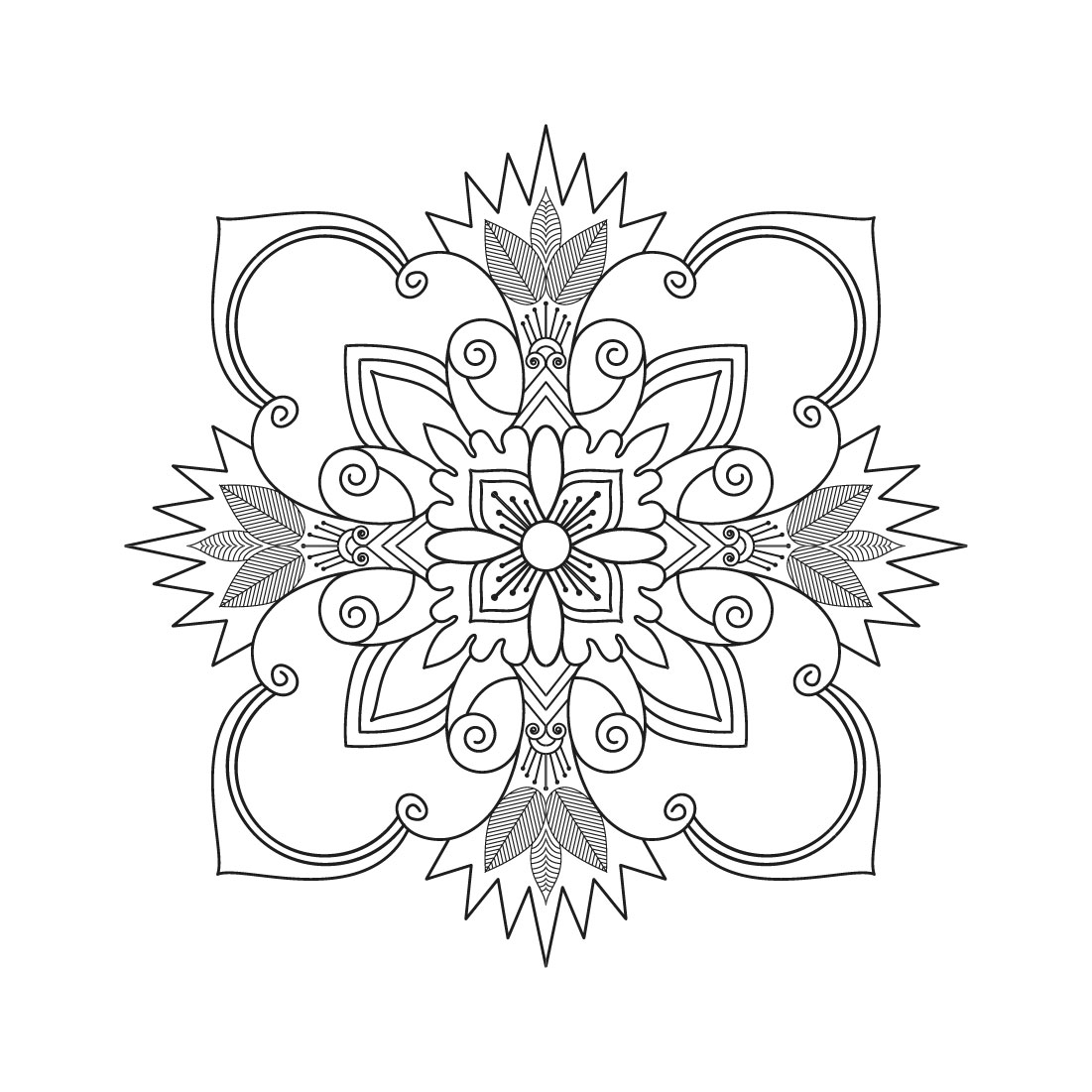 Bundle of 10 Tranquil Gardens Mandala Coloring Book Pages. - MasterBundles