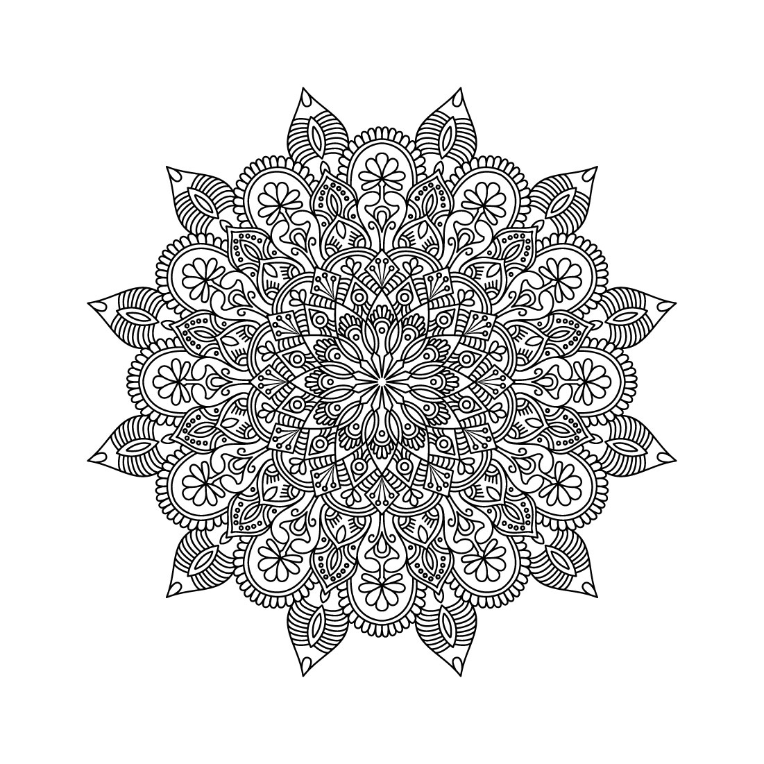 Bundle of 10 Christmas Mandala Coloring Book Pages preview image.