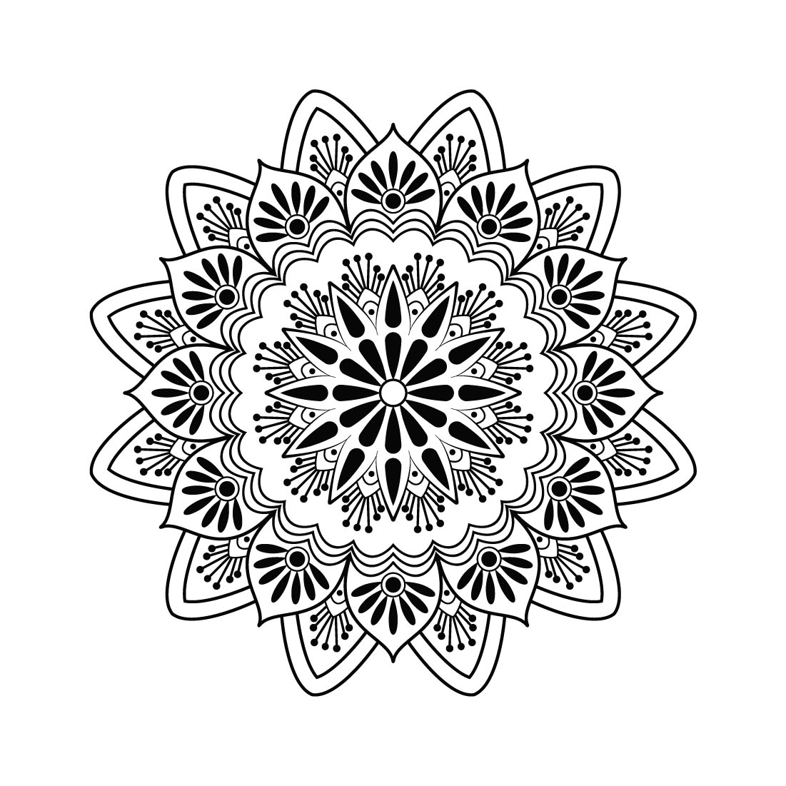 bundle of 10 flower mandalas coloring book page 04 908