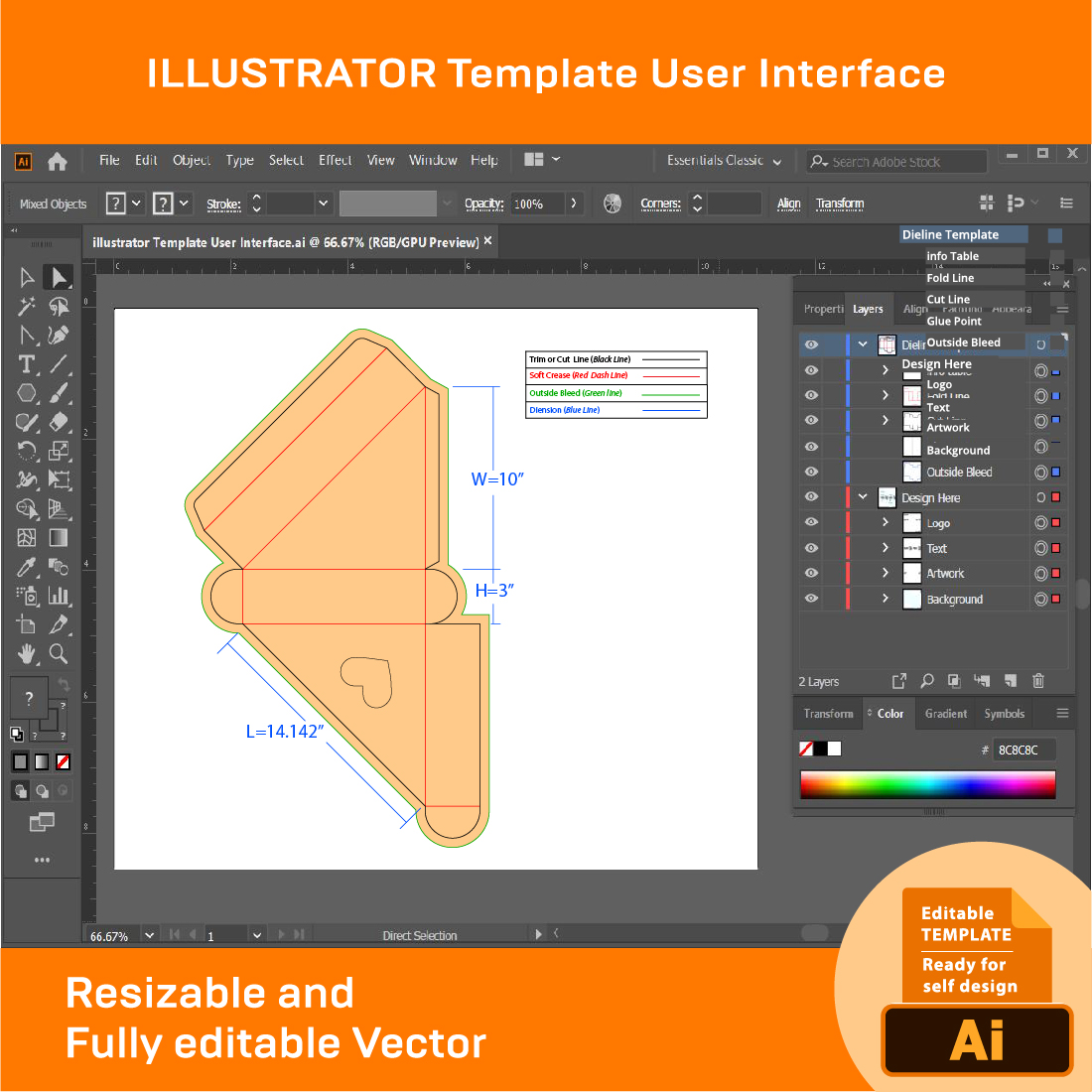 Triangle Display 3 Boxes Dieline Template preview image.