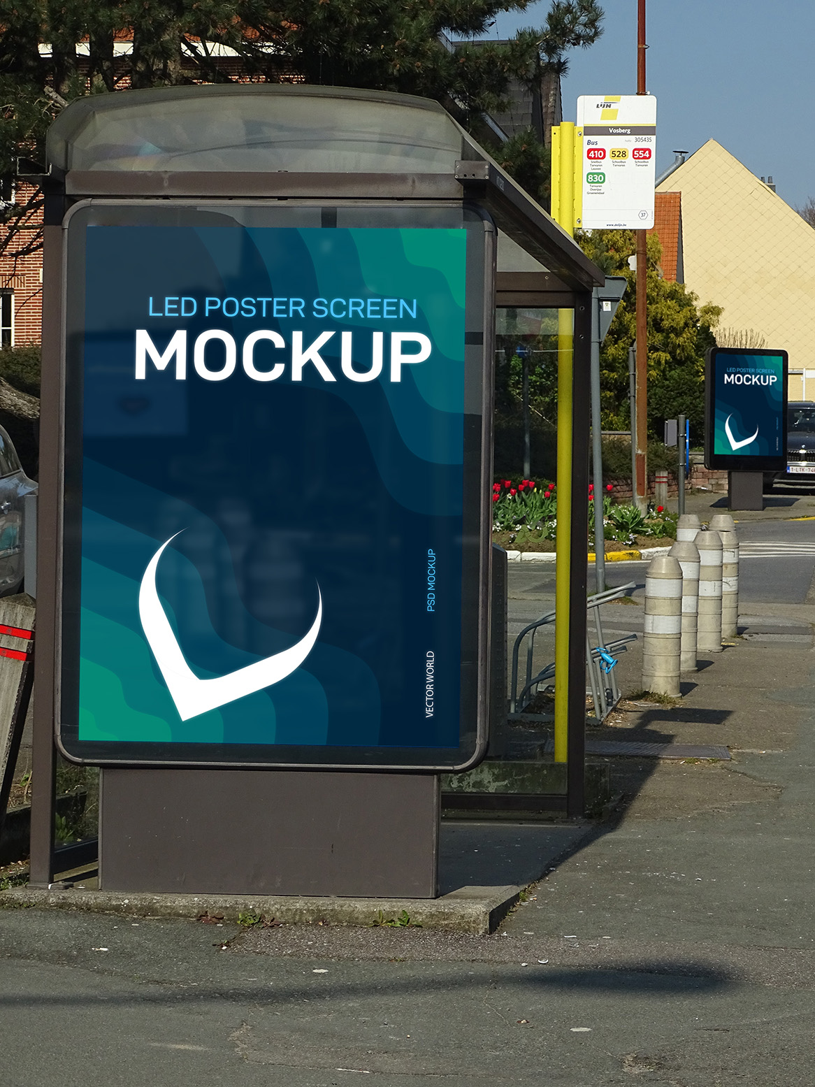 bus stop led poster screen mockup 455