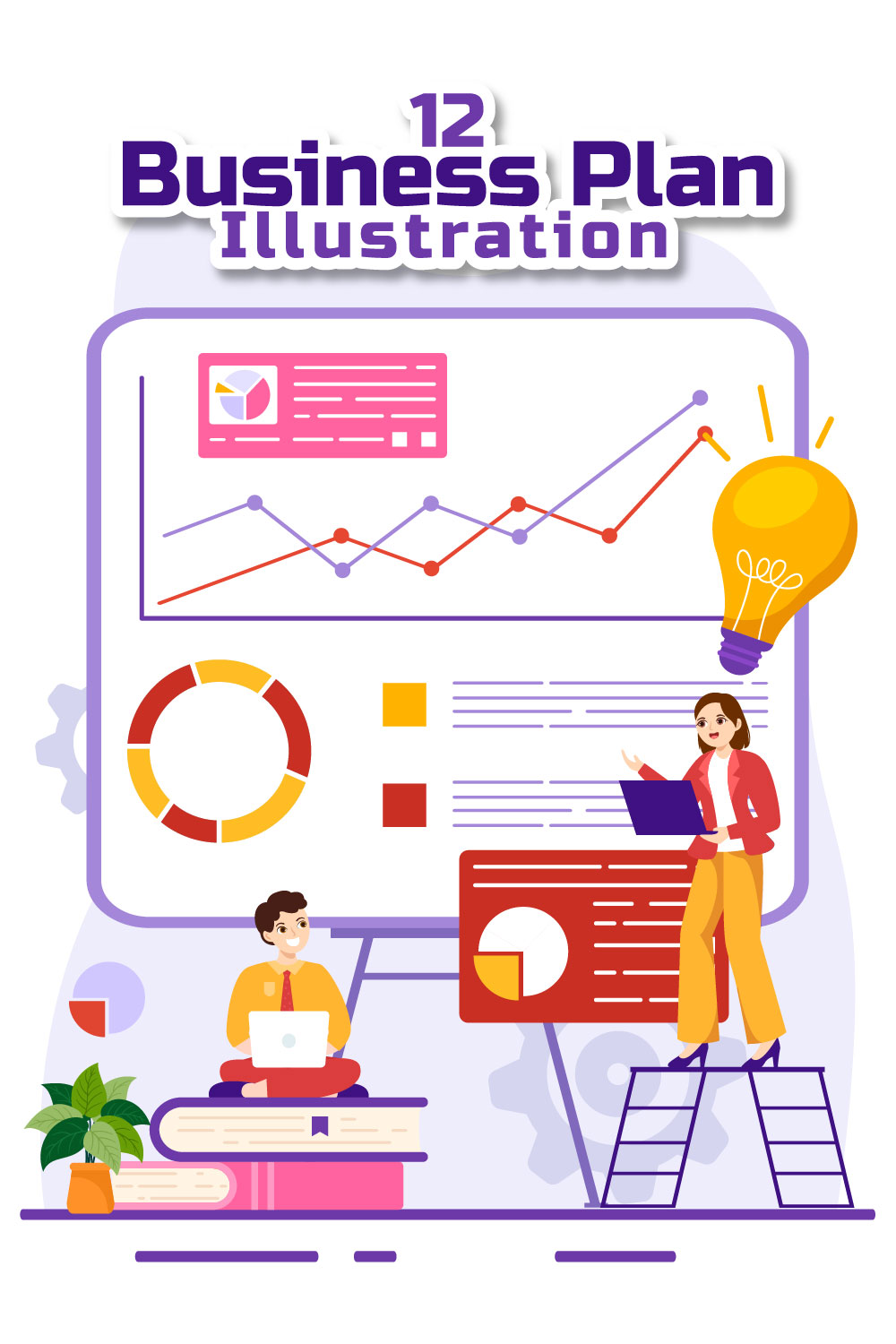 12 Business Plan Vector Illustration pinterest preview image.