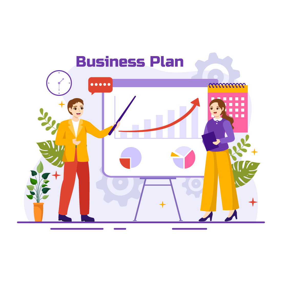 12 Business Plan Vector Illustration preview image.