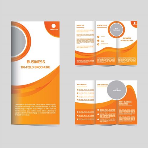 Business tri fold brochure design template cover image.