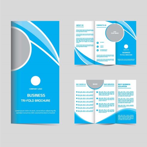 Business tri fold brochure design template editable cover image.