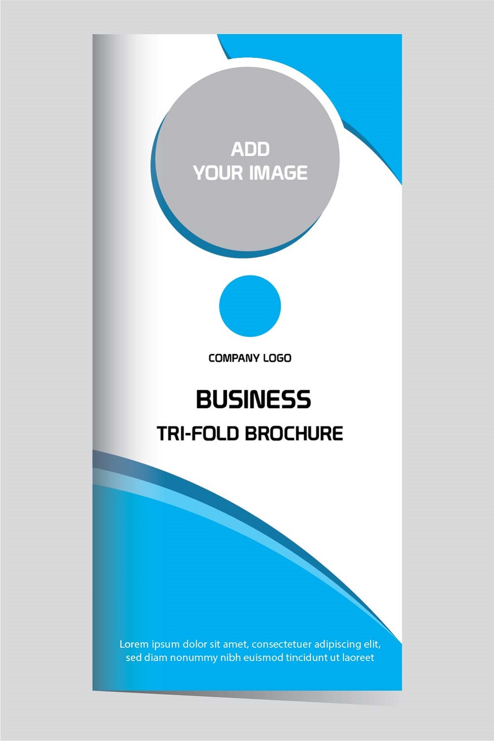 Business tri fold brochure design template editable and resizable pinterest preview image.