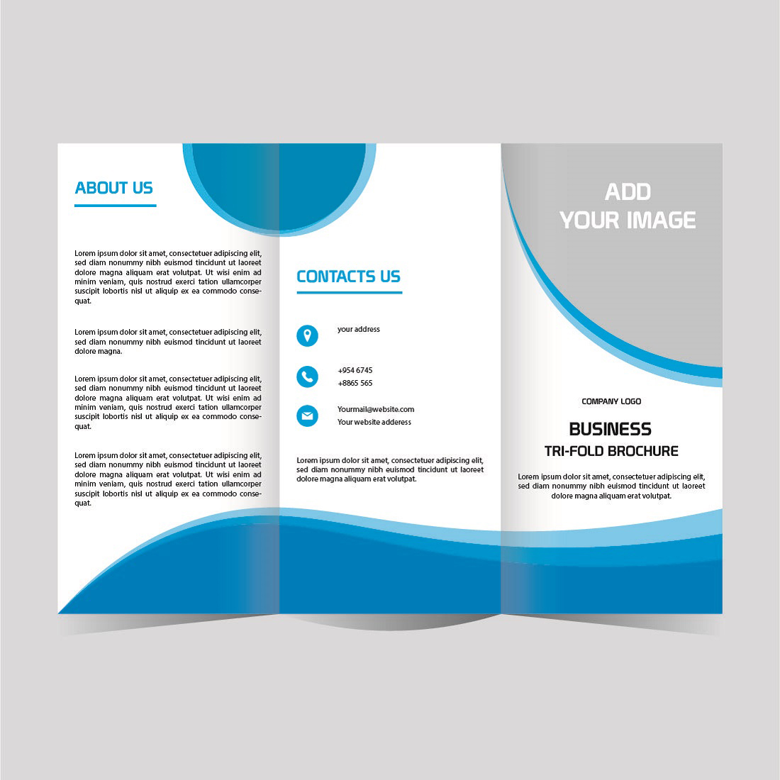 Business trifold brochure design editable and resizable preview image.