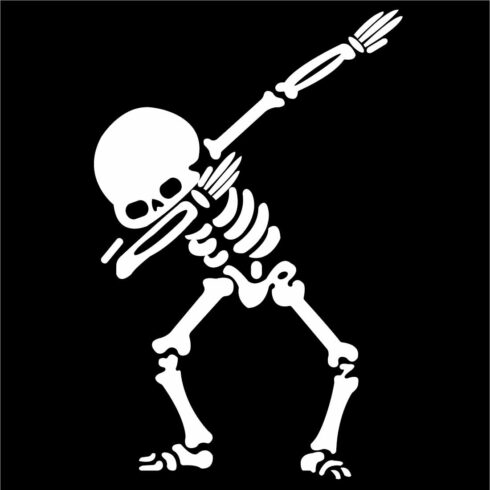 Illustration of calaca dancing on black background skeleton dancer vector cover image.