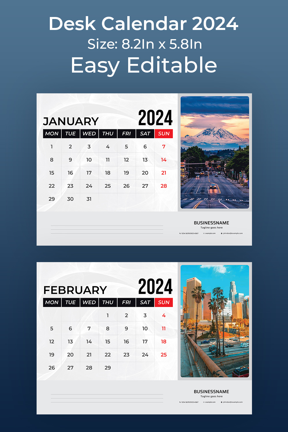 desk calendar 2024 pinterest preview image.