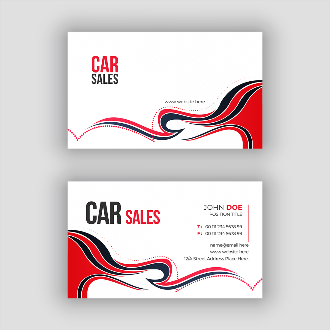 Car Dealer Professional Automotive Business Card Design Template preview image.