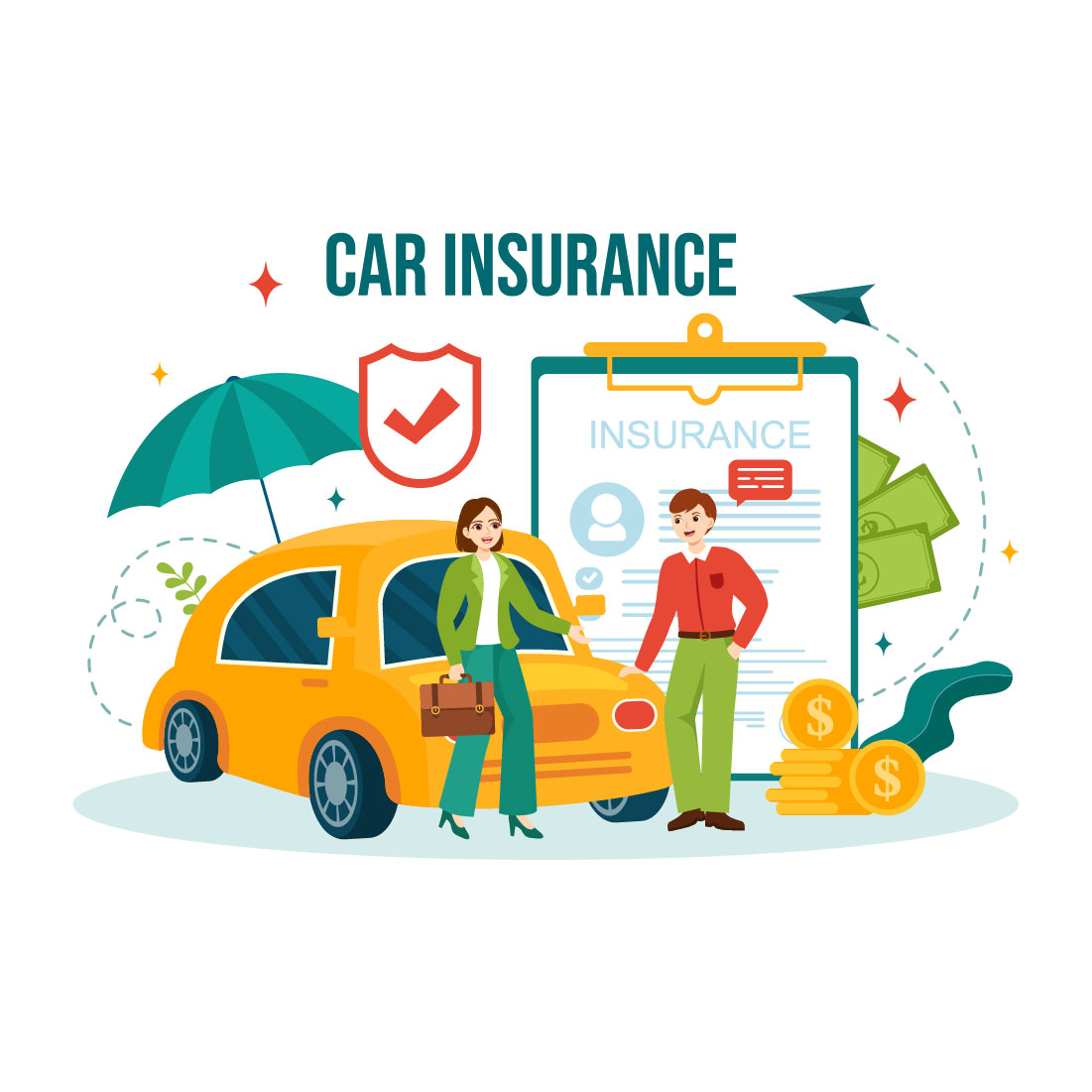 12 Car Insurance Vector Illustration cover image.