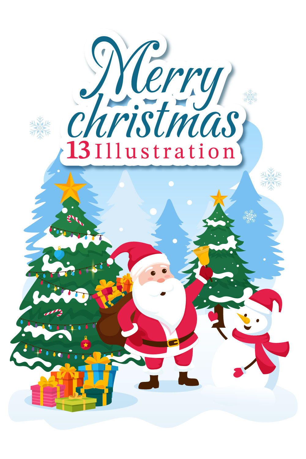13 Merry Christmas Vector Illustration pinterest preview image.