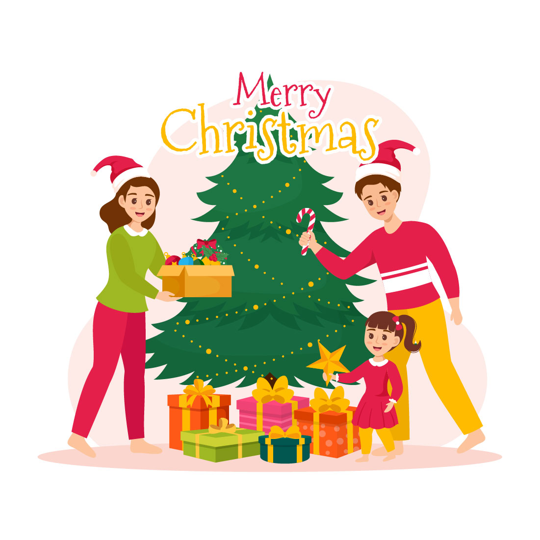 13 Merry Christmas Vector Illustration preview image.