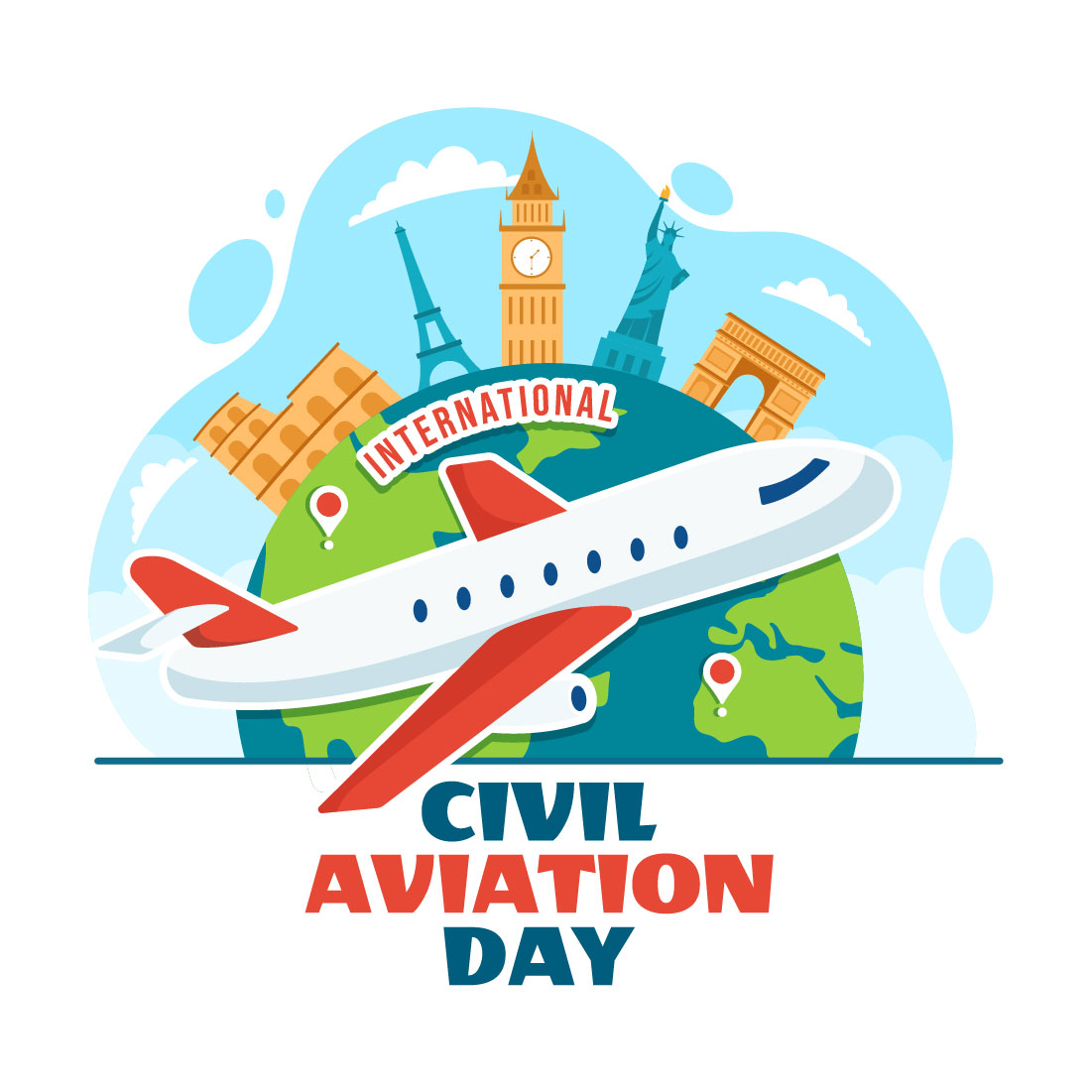 13 Civil Aviation Day Illustration preview image.