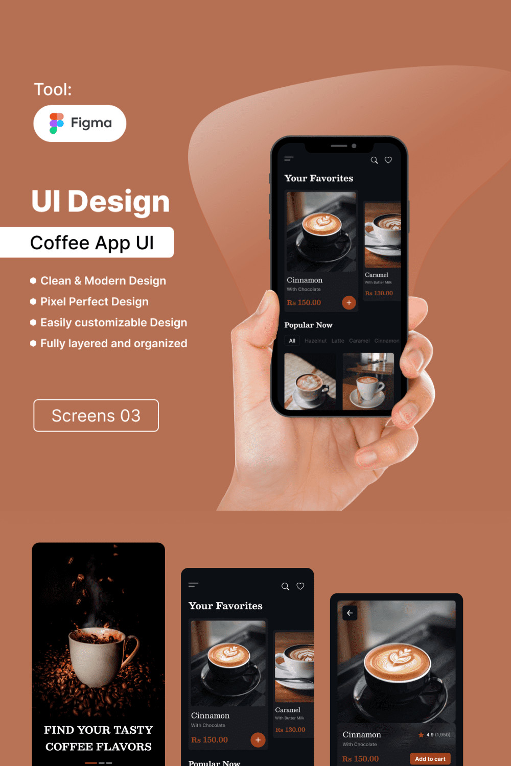 Coffee App UI Kit | Your Ultimate Coffee Companion | For 11$ only pinterest preview image.