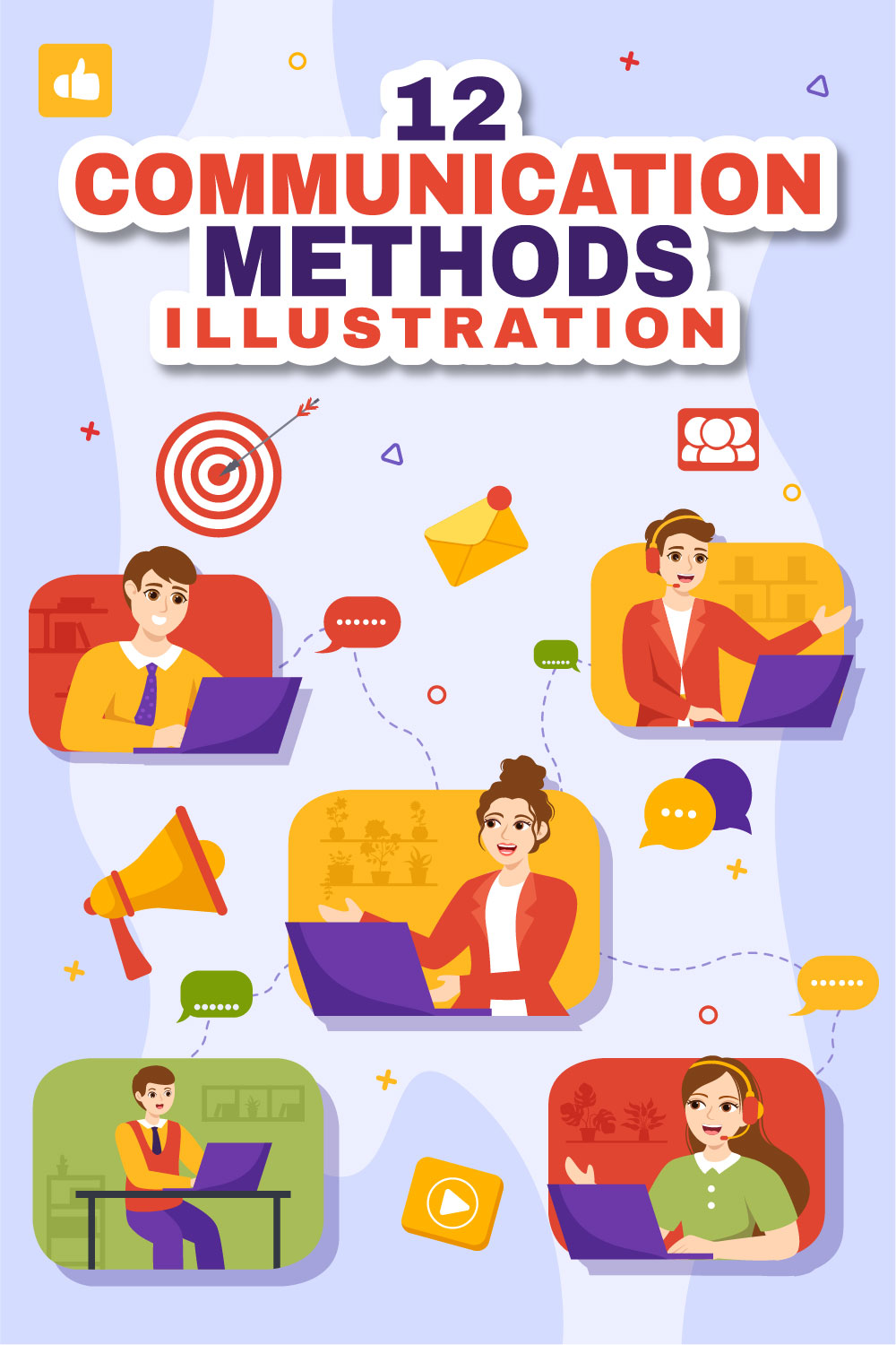 12 Communication Methods Illustration pinterest preview image.