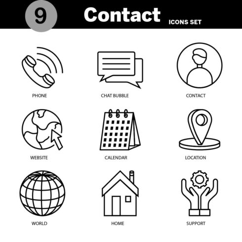 Contact icon line art set Vector, editable and resizable cover image.
