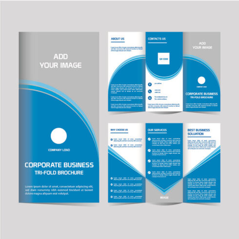 Corporate business trifold brochure design template cover image.