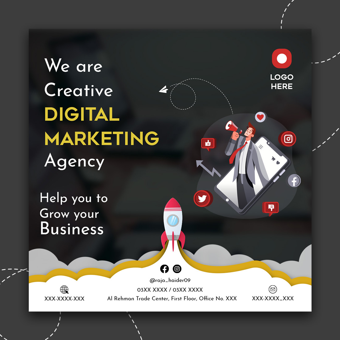 2 Modern Digital Marketing Agency Social Media Post Design Template preview image.