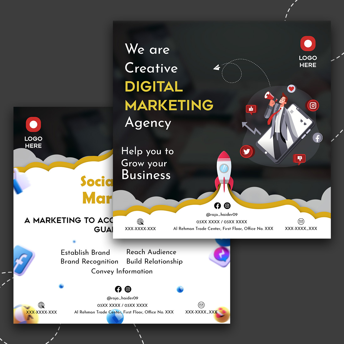 2 Modern Digital Marketing Agency Social Media Post Design Template cover image.