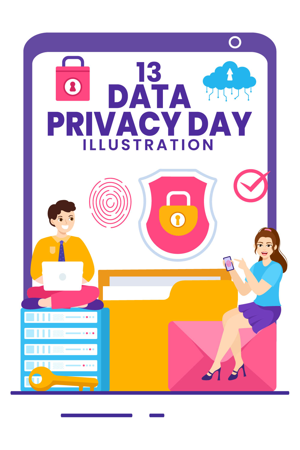13 Data Privacy Day Illustration pinterest preview image.