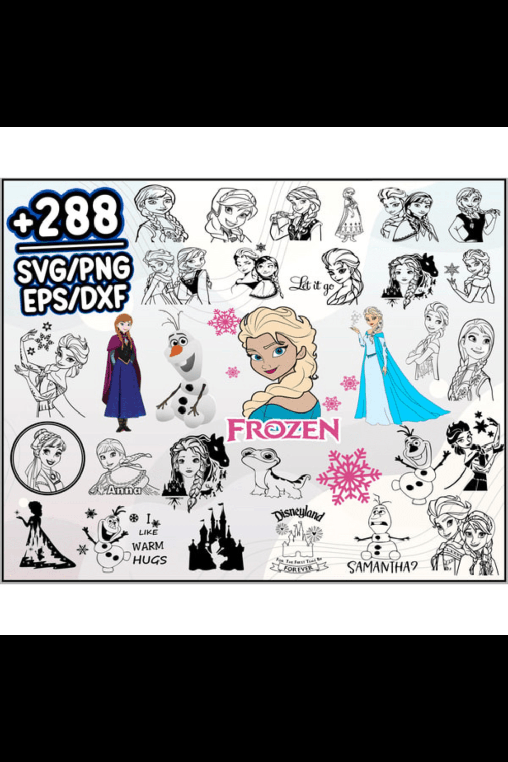 Frozen SVG, Frozen PNG, Frozen Logo, Frozen Clipart, Elsa PNG, Elsa Clipart, Olaf Clipart, Frozen Symbol, Elsa SV pinterest preview image.