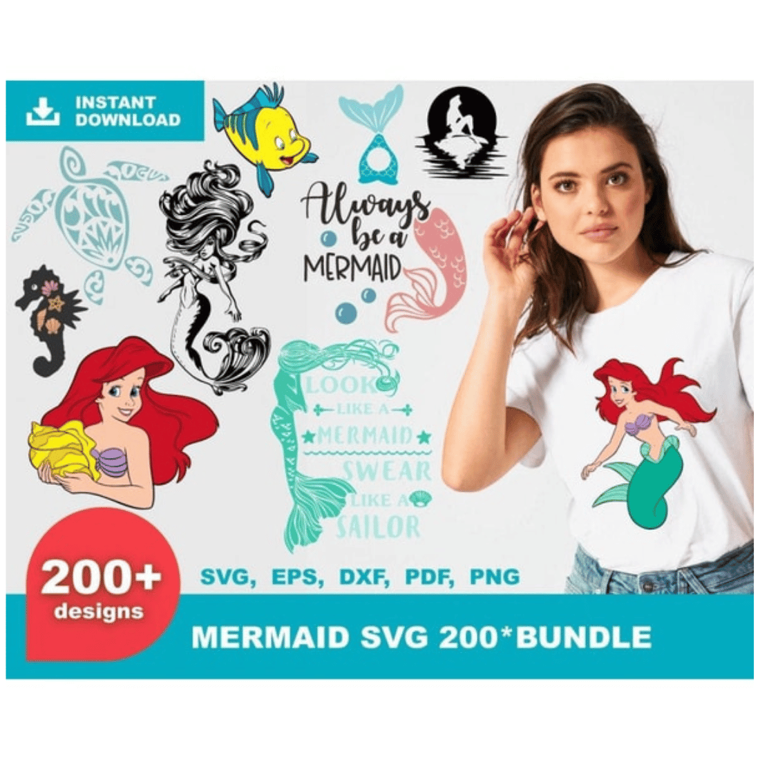 Little Mermaid SVG, Mermaid Tail SVG, Mermaid Symbol, Mermaid Clipart, Ariel SVG, Mermaid Silhouette, Little Mermaid PNG cover image.