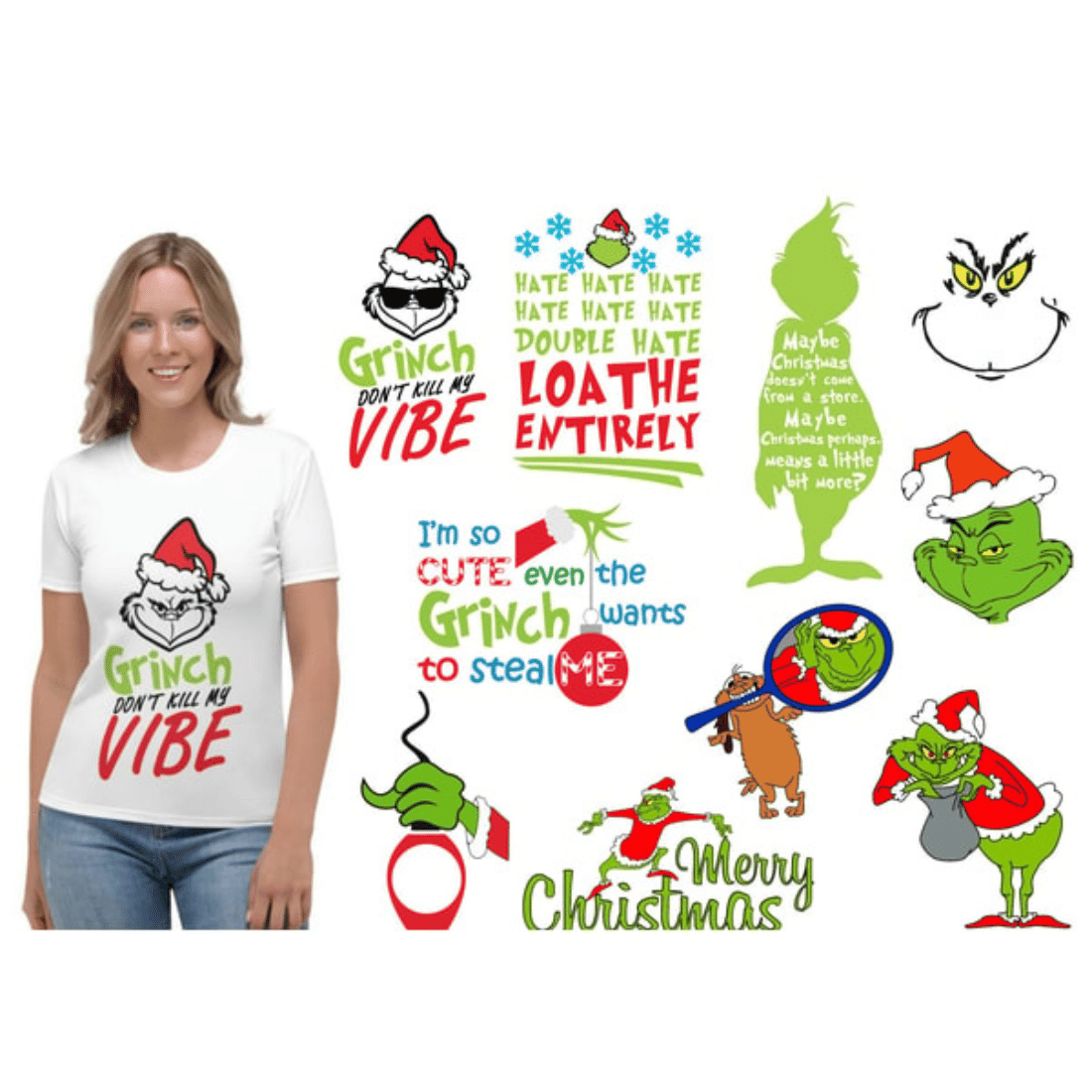 The Grinch SVG, Grinch Face SVG, Grinch Clipart, Grinch PNG, Grinch Silhouette, The Grinch Font, Grinch Hand SVG preview image.