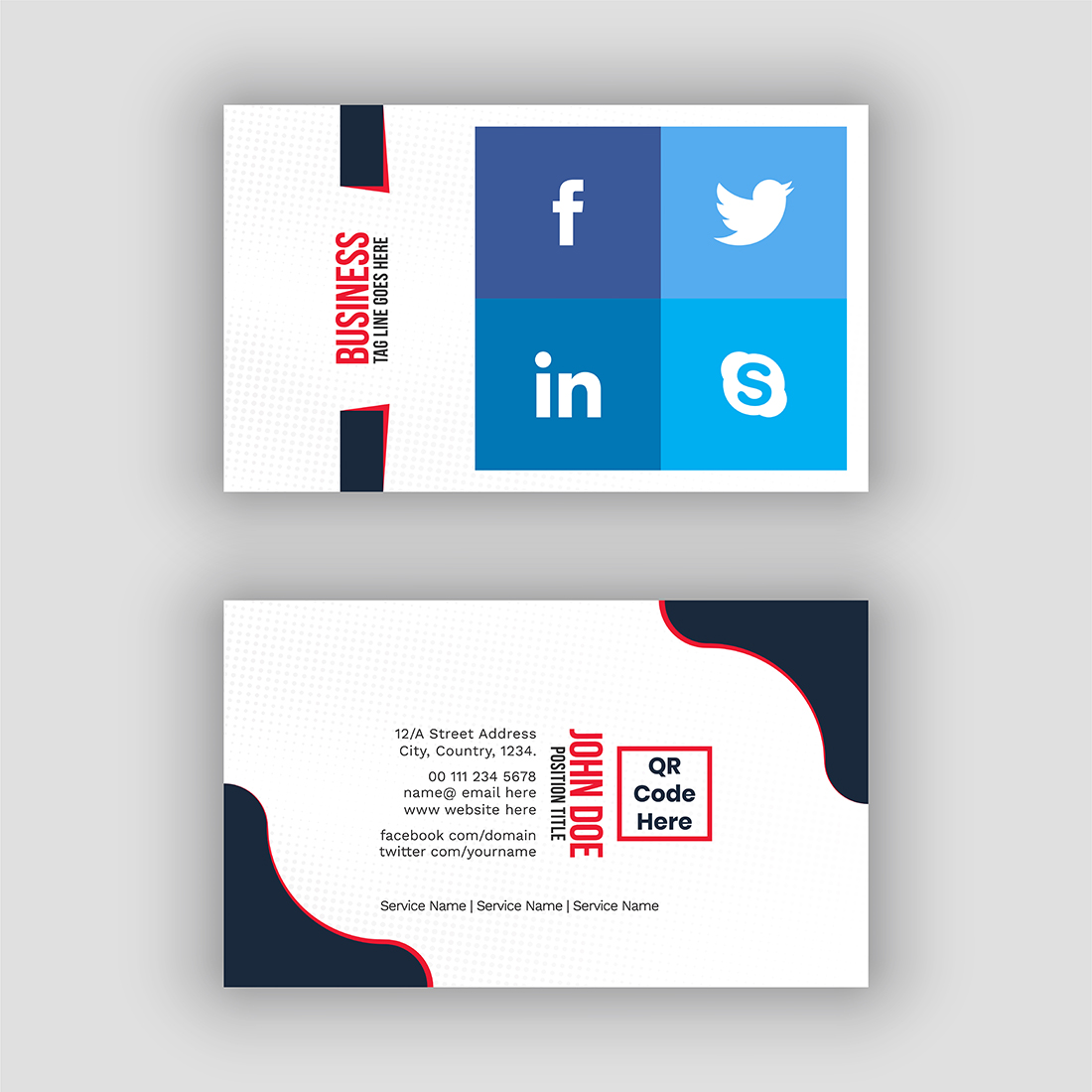 Digital Marketing Service Business Card Design Template preview image.