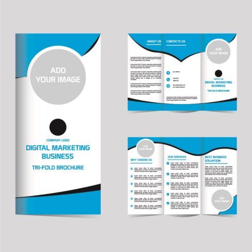 Digital marketing trifold brochure design template cover image.