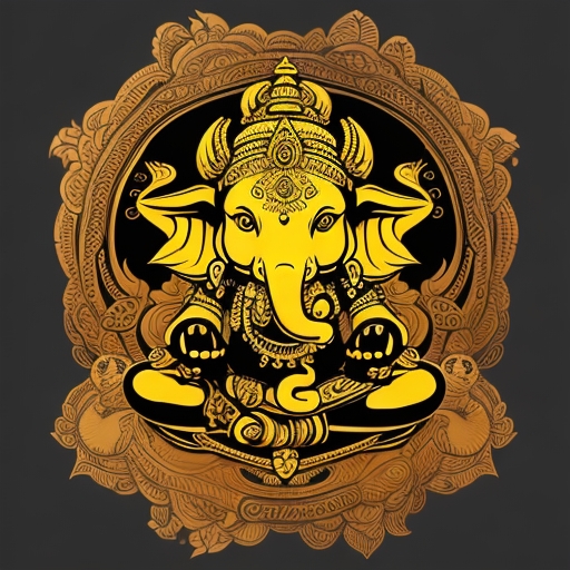 Encircled Golden Ganesha Metal Wall Art - WallMantra